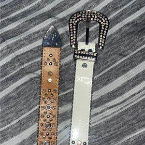 White & Black BB Simon Rhinestone Diamond Belt Size 36 - 38 Men Unisex